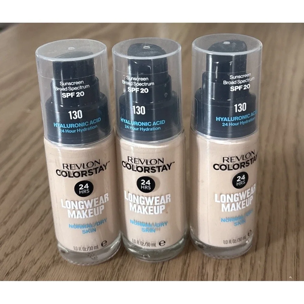 REVLON COLORSTAY 24HRS FOUNDATION NORMAL DRY SKIN 130 PORCELAIN LOT OF 3 New!!